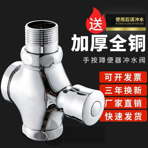 全铜体延时按压式冲水阀手按两弯头蹲便器大便冲洗阀厕所阀门开关