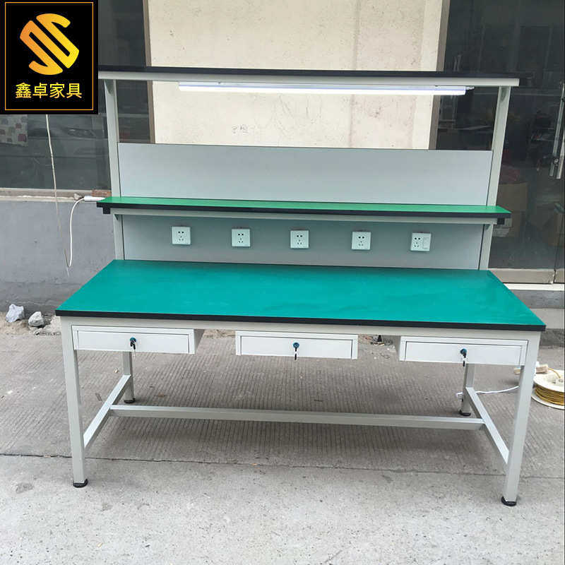 厂家直销双面防静电工作台车间流水线操作台带灯钳工维修台