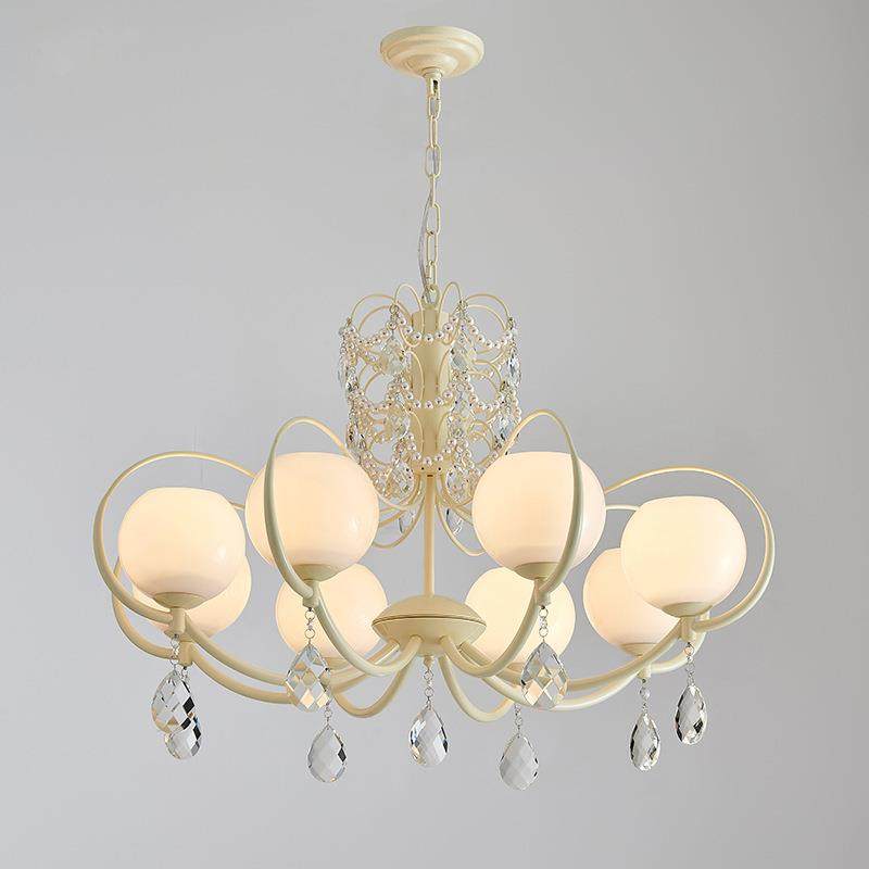 法式复古宫廷客厅餐厅灯创意个性清新奶油卧室灯大气轻奢水晶吊灯