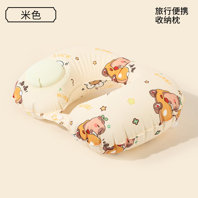 便携U型充气枕办公室便携式充气枕头睡觉学生旅游脖子凉感靠脖