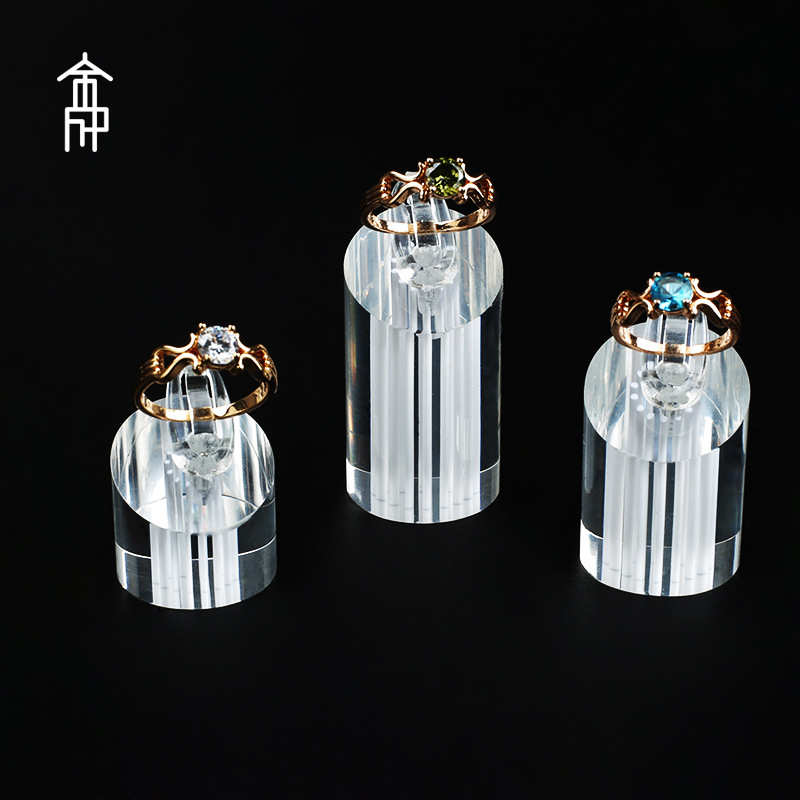 亚克力珠宝展示架高级感透明三件套创意首饰戒指陈列戒指盘道具