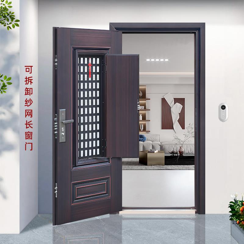 甲级入户门防盗门家用进户门中门可拆卸通风窗室外大门子母单开门