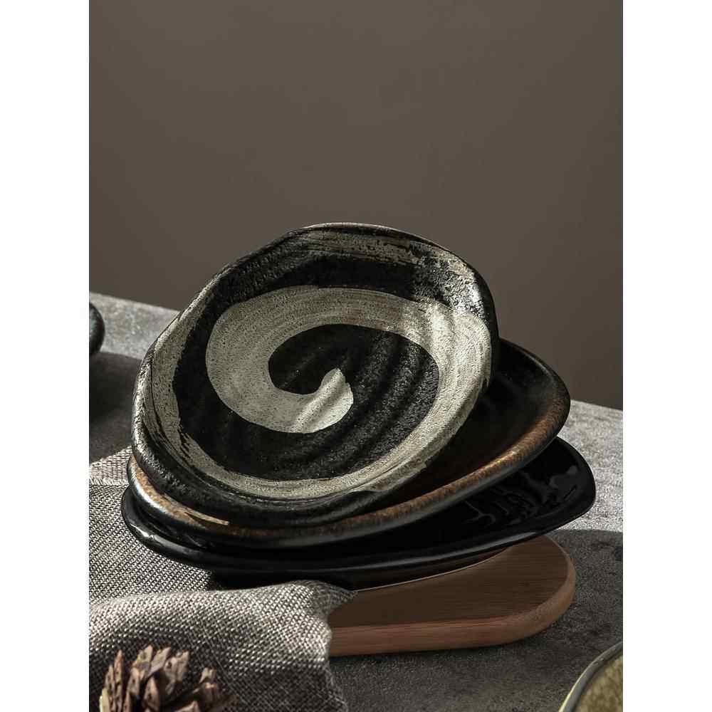 热卖新品多色鱼片碟寿司碟日式餐具小菜碟陶瓷碟璇纹骨碟雪糕碟