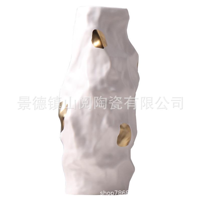 美式餐桌装饰品欧式花瓶摆件手工陶瓷客厅插花样板间电视柜摆设
