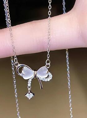 Bow tassel necklace, sweet and girlish collarbone chain项链