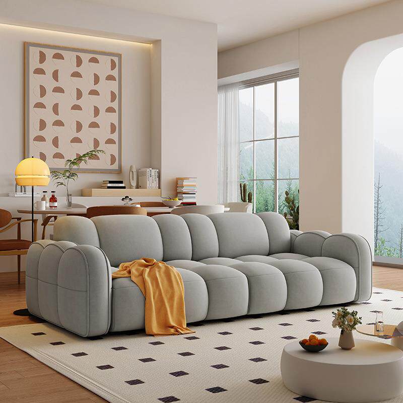 糖果布艺沙发现代轻奢诧寂奶油风混搭大小户型客厅卧室三人四人位