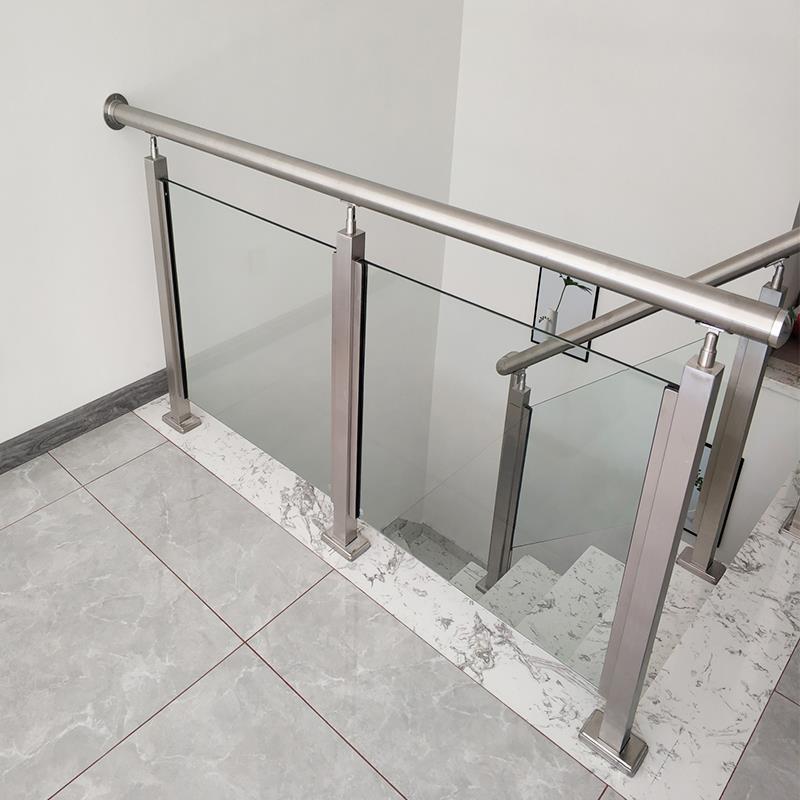 玻璃楼梯扶手栏室内家用简约不锈钢立免打孔护LWE柱阳?台扶手栏杆