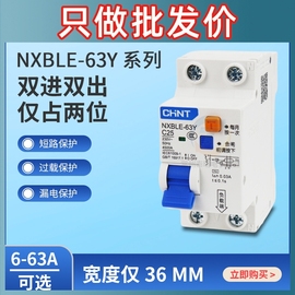 正泰63A漏电断路器NXBLE-63Y双线2位小型空气开关10空开带32A