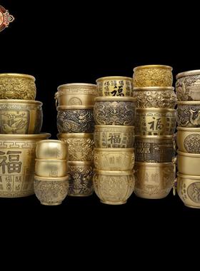 宏达 黄铜压铸大号百福缸 祥云砖纹聚宝缸 直播爆款家居铜缸摆件