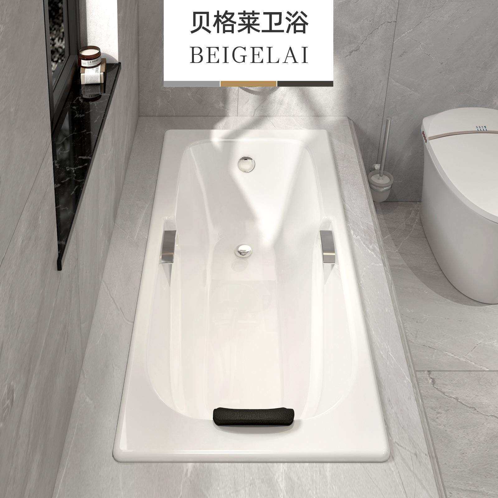 酒店别墅铸铁陶瓷嵌入式浴缸家用成人搪瓷方形贝格莱沐浴保温轻奢