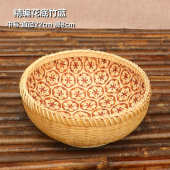 越南进口竹编收纳筐篮子厨房家用水果竹制品纯手工桌面圆形农家