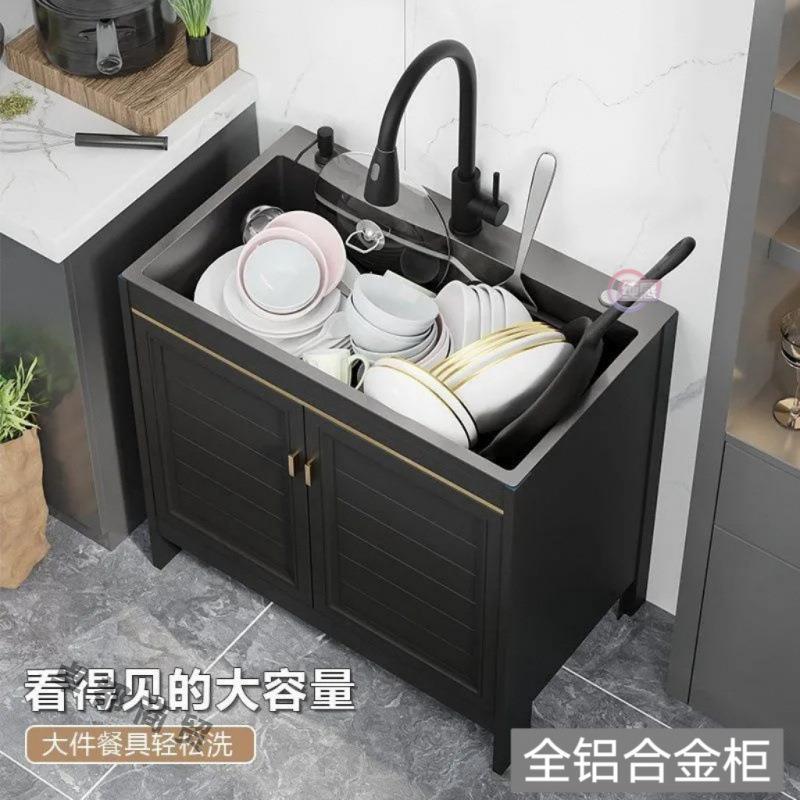 厨房洗菜盆一大OVW体柜不锈钢水槽槽商橱柜洗碗池落单地带柜子家