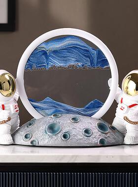 太空人流沙画摆件创意高档客厅电视柜酒柜玄关家居装饰沙漏工艺礼