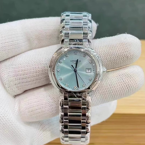 全套9.8新 浪琴心月系列精钢石英手表冰蓝钻石女表L8.122.4.90.6