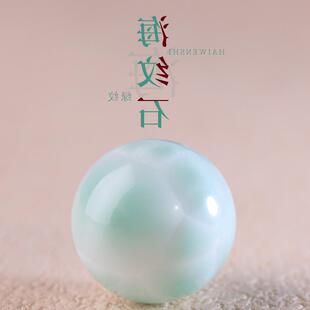 天然原矿绿海纹石散珠圆珠子水晶手串链锁骨项链diy饰品配件