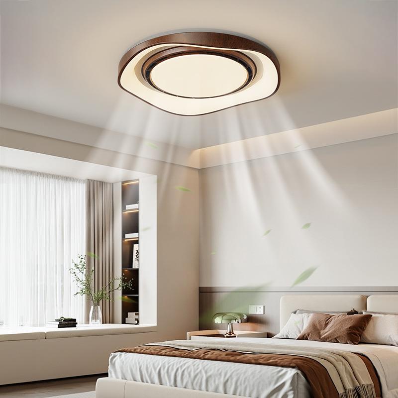 风扇灯卧室吸顶灯中古风波浪无叶隐形灯扇两用护眼卧室电扇灯461L