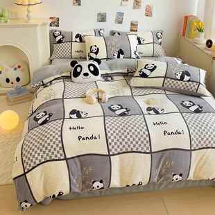新款冬季牛绒四件被套面绒加绒加厚奶珊瑚绒套床单法兰绒双床上用