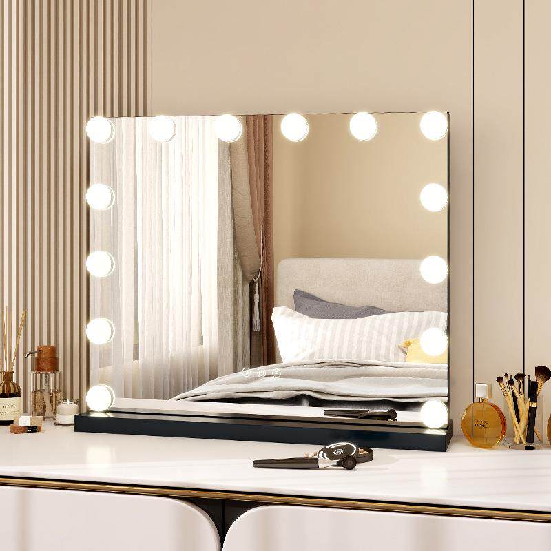 化妆镜台式桌面高清镜子化妆直播专用镜欧式方形旋转卧室梳妆台镜