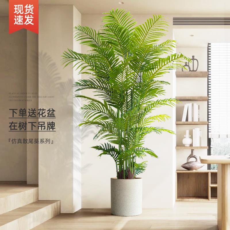 KEJ大假绿植物饰落盆栽客厅室内装地摆件造型景仿真绿植散尾葵