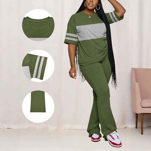 Summer Fashion Women's Casual Outfit Short Sleeve Round