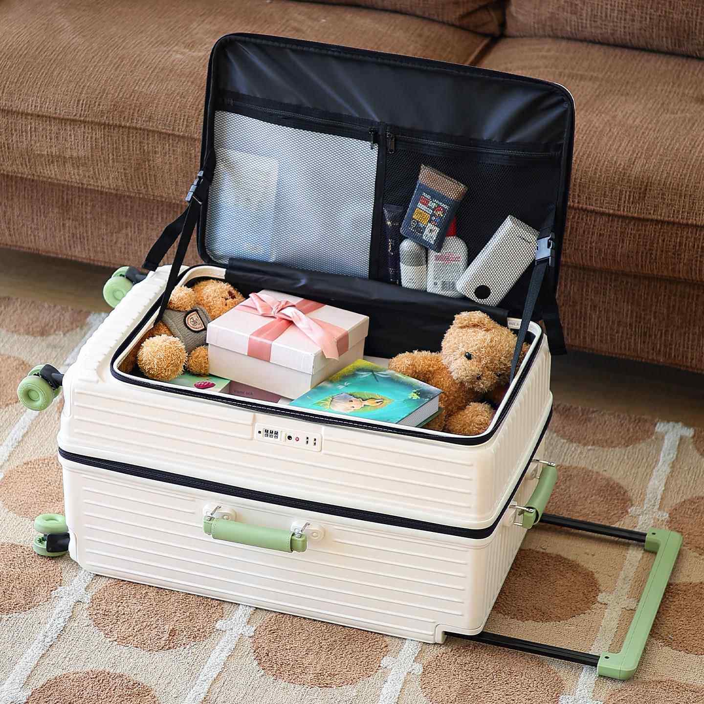 高档侧开盖宽拉杆行李8箱女可扩展超大容拉杆旅行箱密码箱2量皮箱