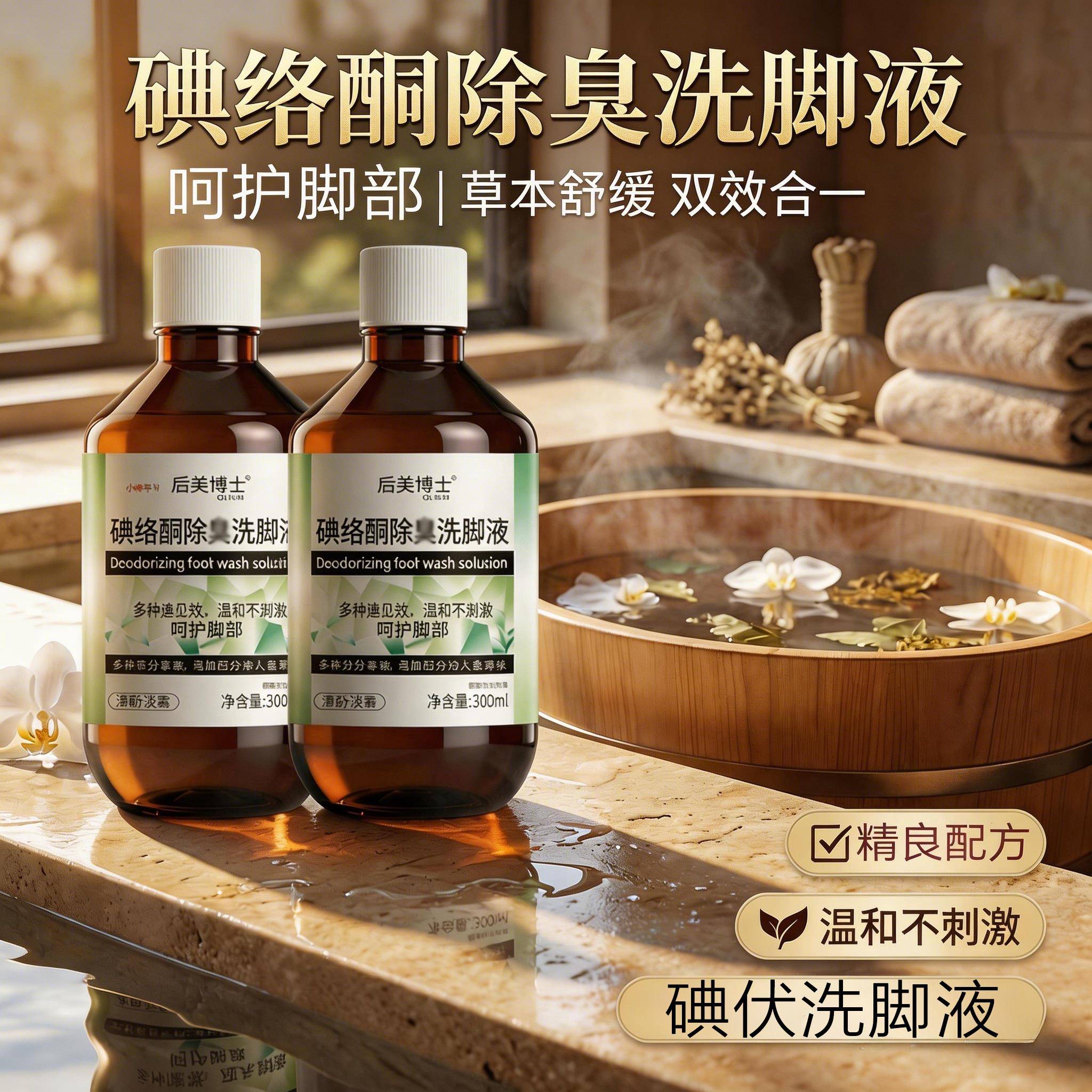 碘伏洗脚液碘络除臭洗脚液官方旗舰店脚部气味液酮正品300ml/瓶lz
