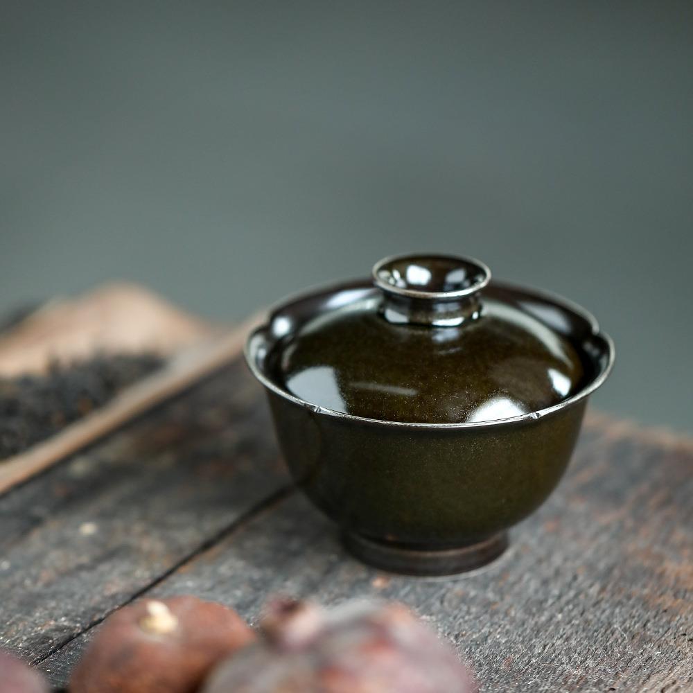晴先生2023年玄墨系列瓷茶道具全黑支柴烧圈银茶器素雅空间泡茶器