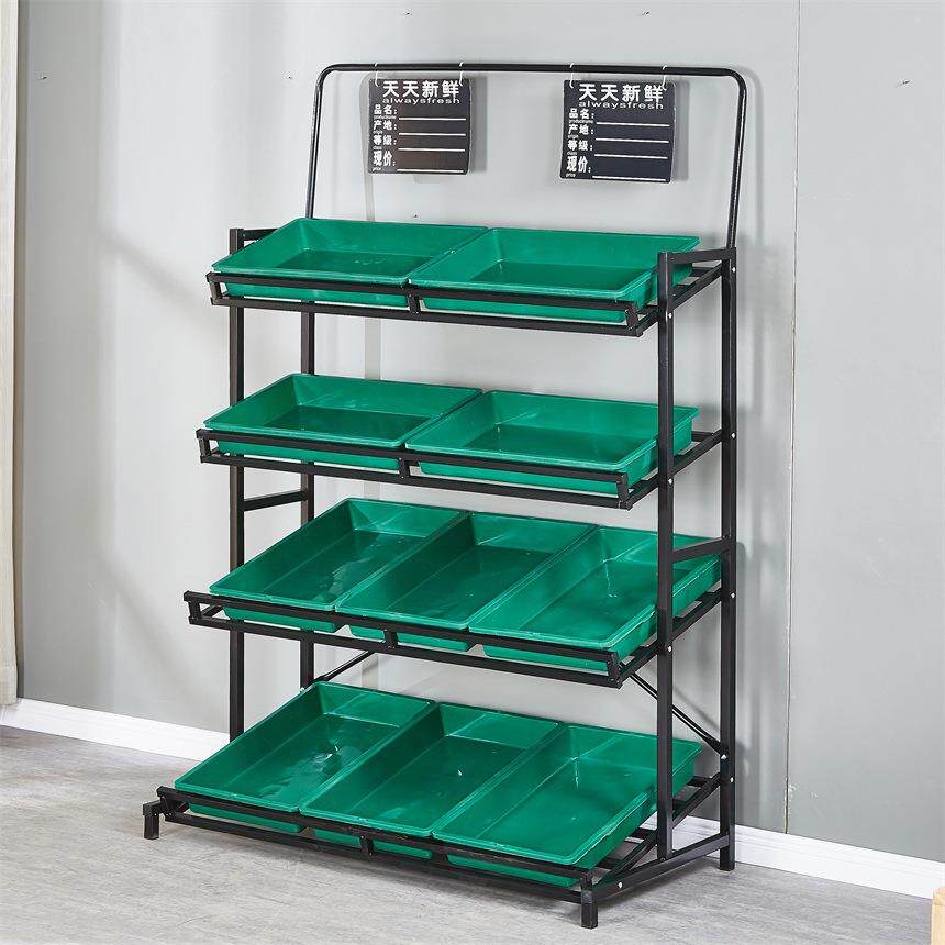超市货架水果货架展示架子三层便利店果蔬架四层便利店蔬菜货架