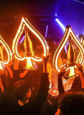 led洋酒托架酒具座酒吧发光展示架黑桃酒不锈钢香槟酒aktv酒