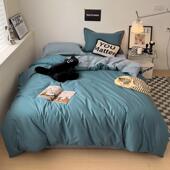 205279572924简约色双拼全棉床件上四套全棉套罩床笠宿被纯舍三件