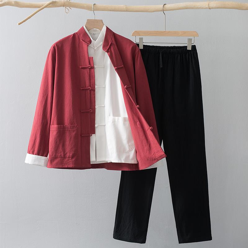 正品唐装男款中国长风袖套男装春古秋国潮中式复装中老年外套长衫