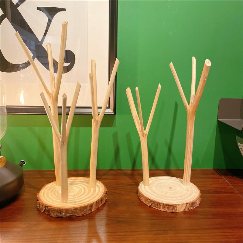 天然树枝树杈摆件手串挂件展示架森系桌面摆台玄关收纳幼儿园环创