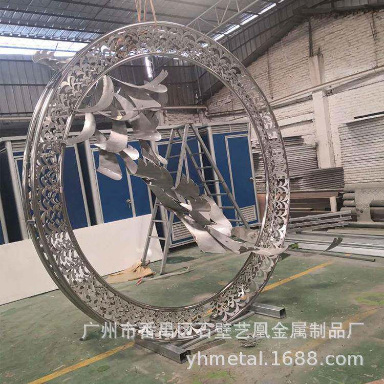 广州不锈钢,飞鸟圆环雕塑雕像户外广场摆件景观凰丽雕塑立体