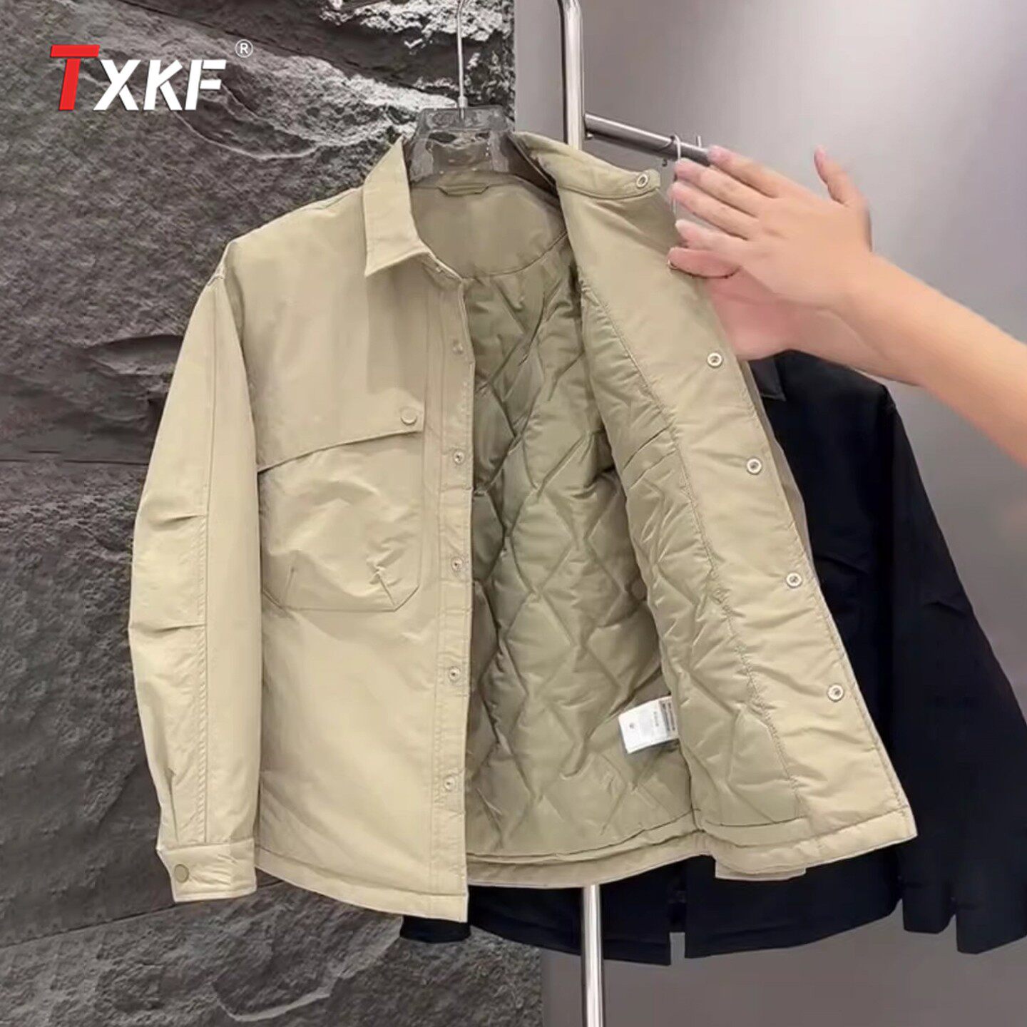 高端工装棉服外套男士2025新款冬季加厚保暖休闲翻领夹克男款冬装