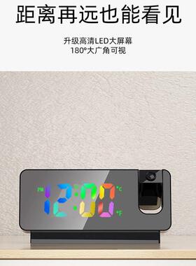 新款直销温度日历亮度调节黑色白色镜面静音网红爆款促销彩屏投影