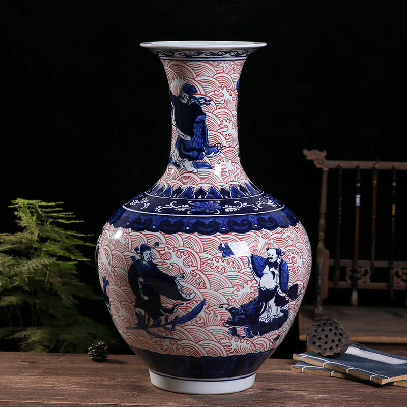 办公大赏青花瓶家居工艺品瓷器牡丹 手绘陶瓷摆件客厅中式 景德镇