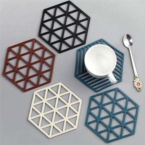 Carved solid color tea coasters, Nordic style home accessori
