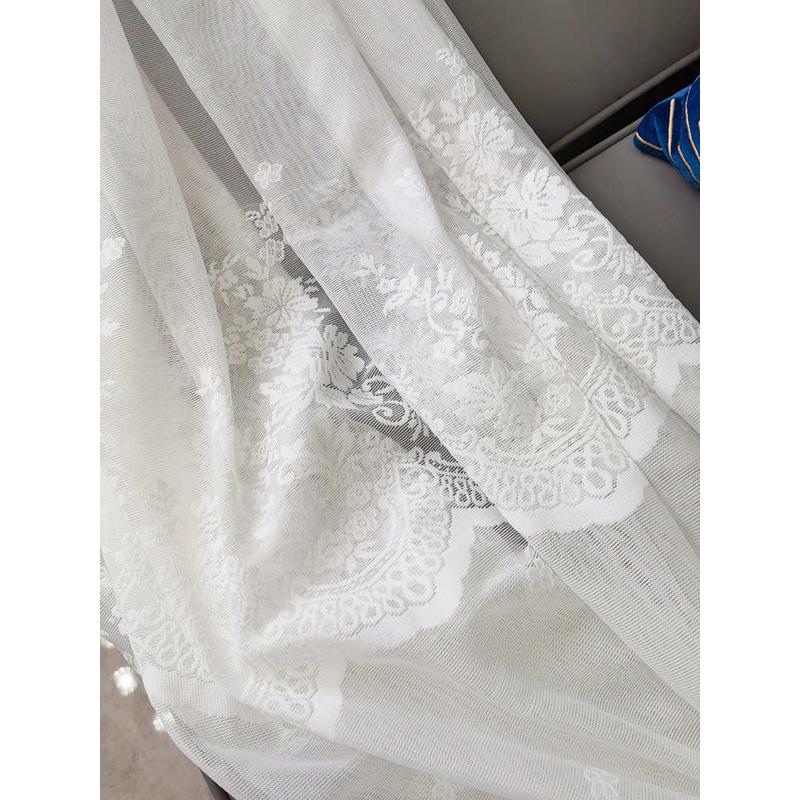 纱帘窗纱白色蕾丝田园美式半帘小窗帘飘短帘门帘隔断免打孔成品