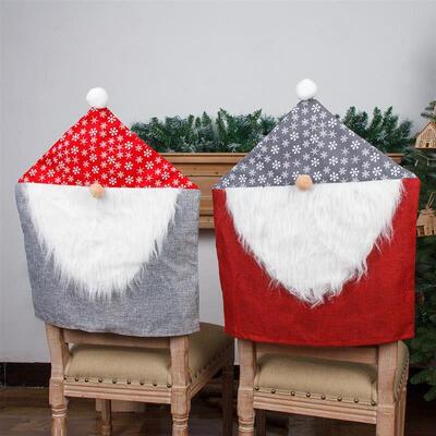 Burlap Chair Cover - Faceless Forest Gnome Christmas Decor