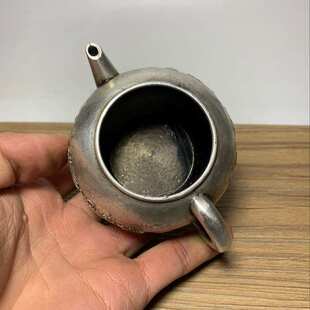 件杂项货铜小古董茶壶洪老银字款纯铜苗铜器仿古古玩 老物龙镀银