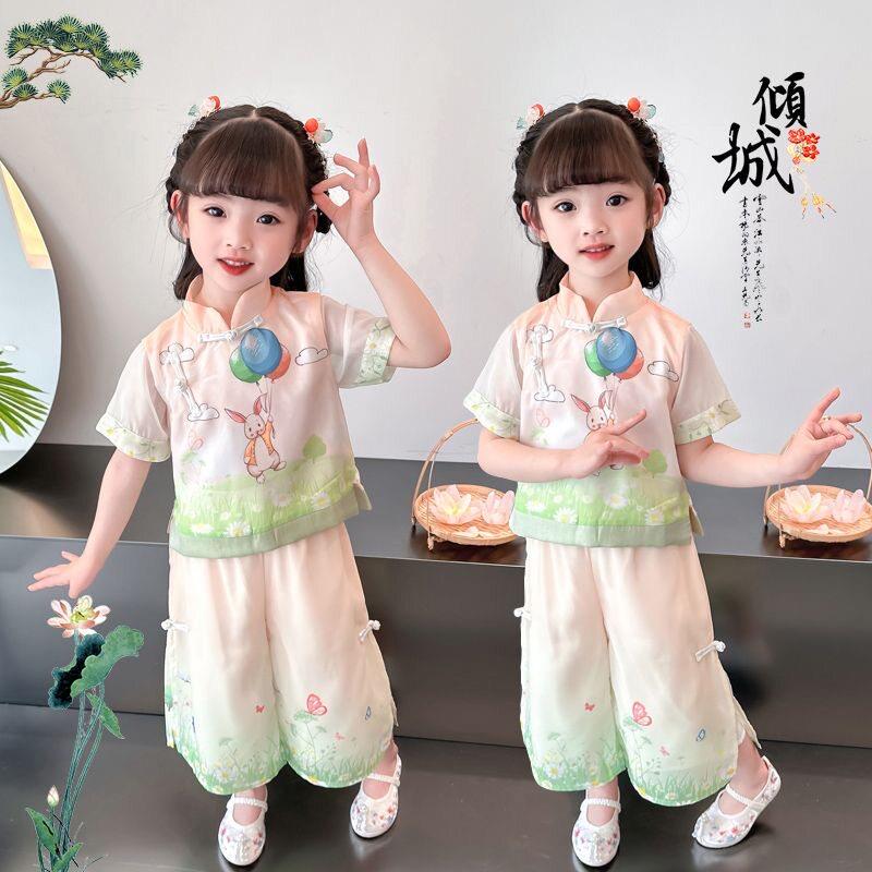 女童夏装古风套装宝宝唐装超仙古装原创汉服中国风宝宝裤子两件套图片