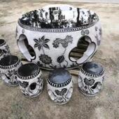 花园中式 茶几户外桌椅石雕家用覆古桌子凳子青石石桌石凳庭院桌子