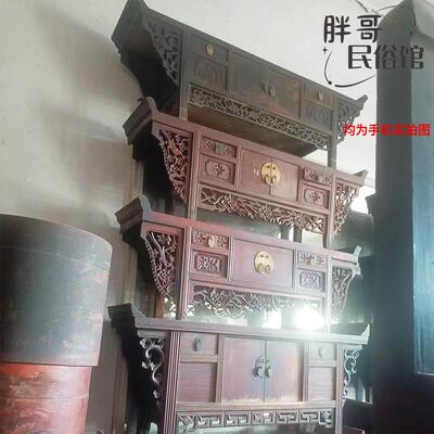 农家乐民宿民宿老物件80旧家具炕桌怀旧摆件橱子年代农村旧货小木