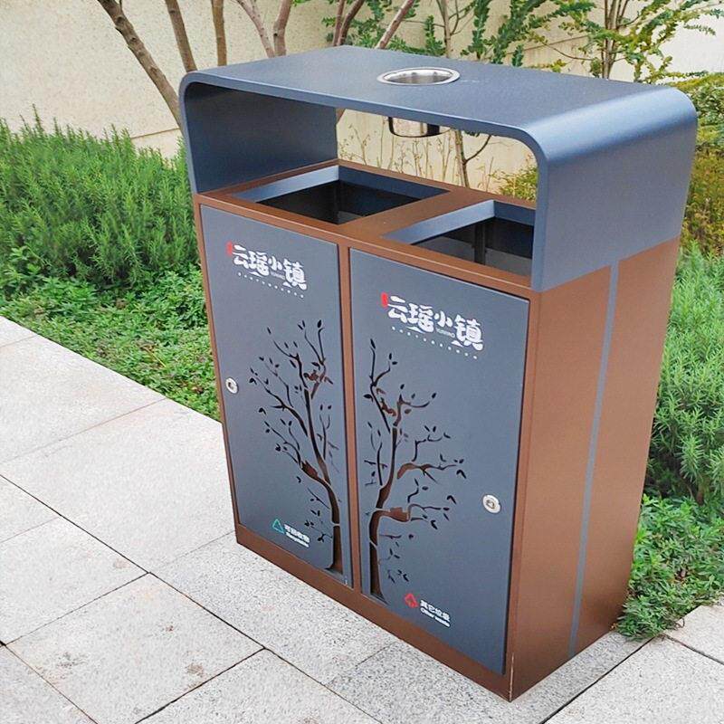 定制金属户外分类垃圾桶公园小区商用果皮箱市政街道双桶垃圾箱