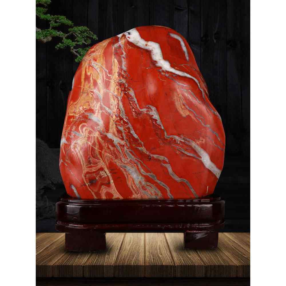 红碧玉原石摆件天然南非鸡血石观赏奇石招财客厅办公室装饰品礼品