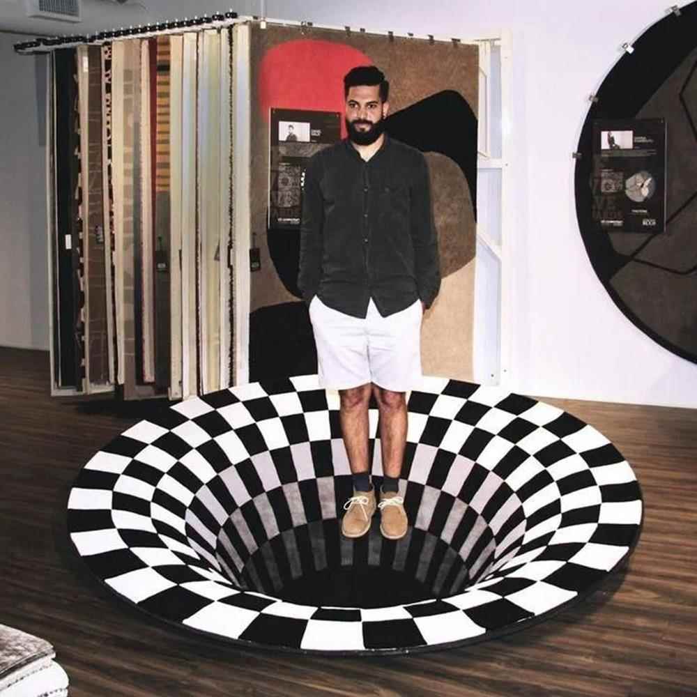 3D Vortex Illusion Rug Optical Carpet Floor Pad Mat 地垫 - 实物图
