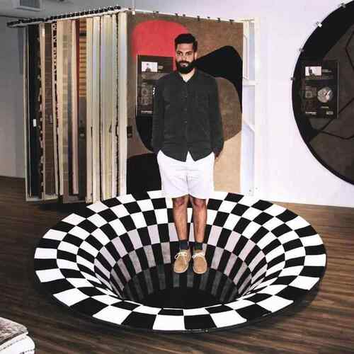 3D Vortex Illusion Rug Optical Carpet Floor Pad Mat 地垫