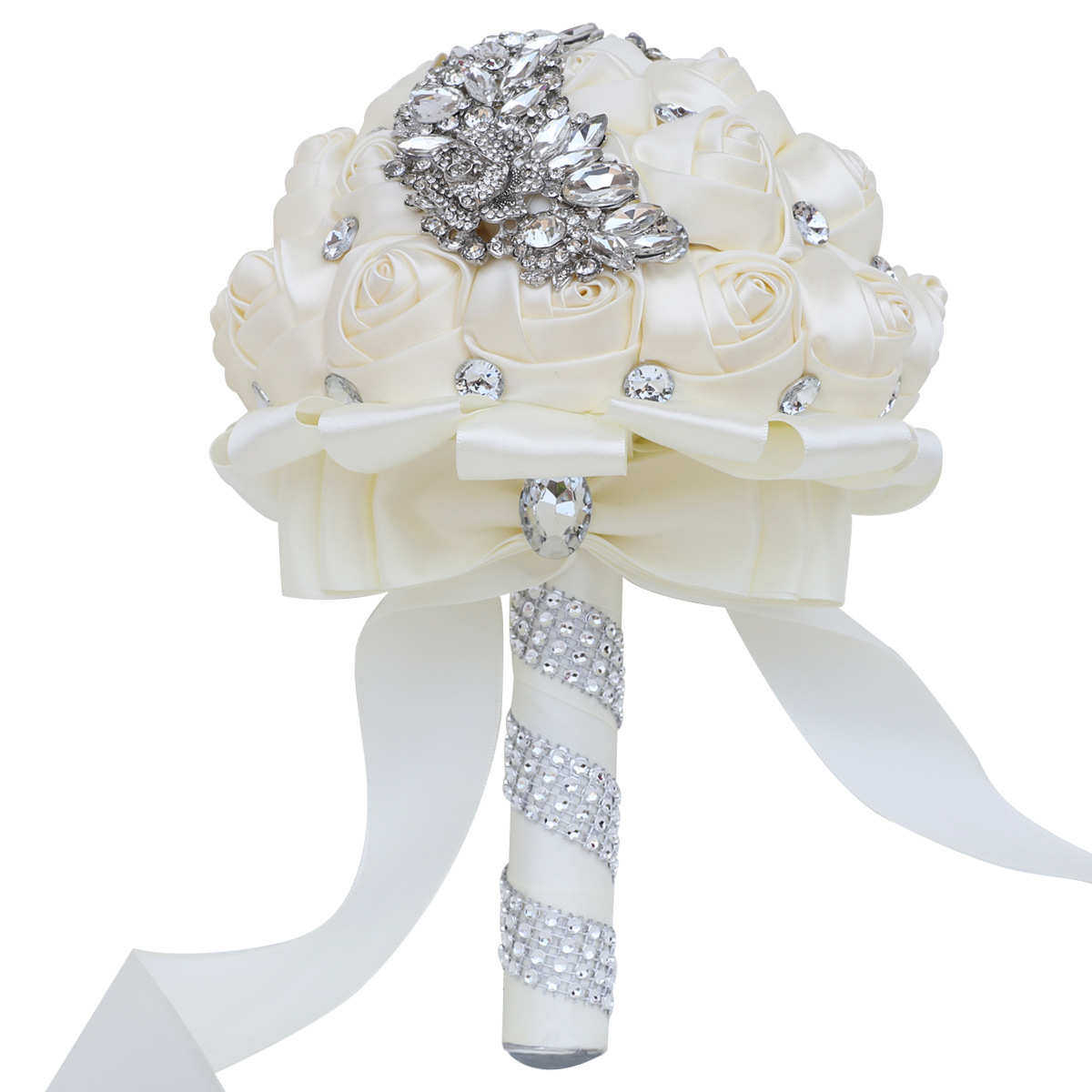 新娘手捧花 婚礼缎带手捧花束镶钻手捧花婚庆用品W445