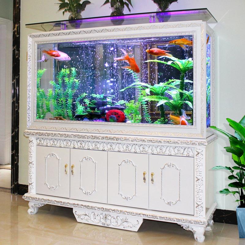欧式生态鱼缸水族箱创意玻璃鞋柜长方形客厅中型大型下过滤金鱼缸