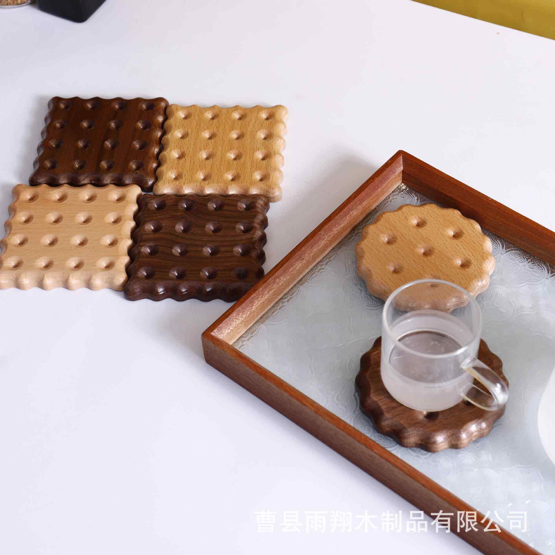 黑胡桃木饼干杯垫榉木杯托创意实木隔热垫咖啡杯托家用防烫餐垫